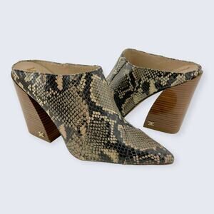 Sam Edelman Reverie 2 Desert Snake Leather Point 4" Stacked Block Heel Mule 7.5